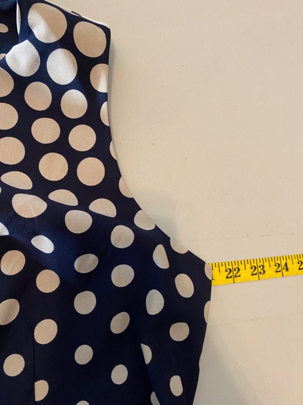 Signature By Darby Navy & Beige Polka Dot Sleeveless Dress With Belt Size 16 - Picture 8 of 10